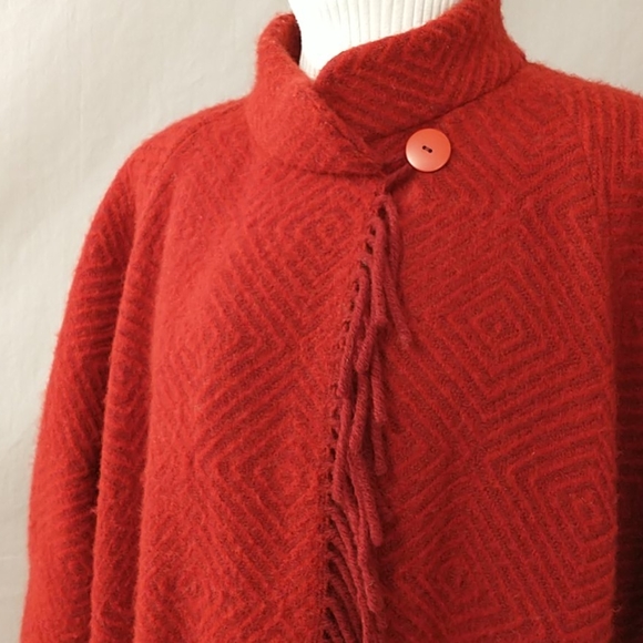 Red Swing Artisan Handmade Blanket Coat Long Wool a+ Statement Coat Quality OOAK - Picture 2 of 12